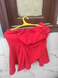 Red Ruffled Top
