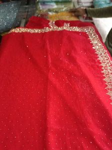 Red Embellished Saree