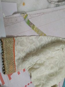 Lace Blouse off white cream colour. floral febric