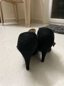 Black Buckle Heel Booties