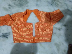 Orange Striped Sari Blouse, Green Cotton Saree Blo