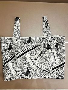 Newsprint Black & White Cotton Crop Top
