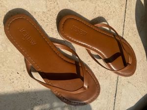 J.Crew Brown Leather Flip Flops
