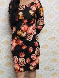 Floral Rose Print Bodycon Dress