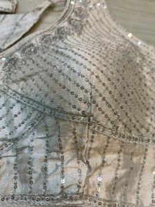 Silver Silk Sequins Blouse