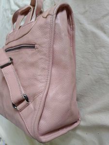 Pink Leather Backpack