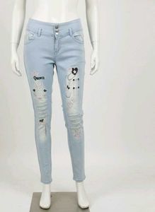Light Blue Skinny Embellished Jeans
