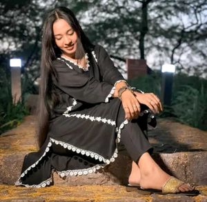 Pakistani Lace Black Kurta Pant Set