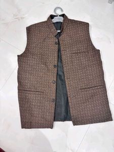 Stylish Brown Checkered Nehru Jacket