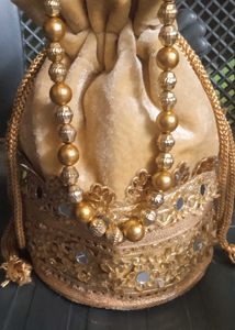 Golden Beaded Pouch