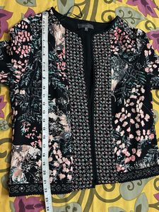 Floral &amp; Geometric Print Optari Shrug
