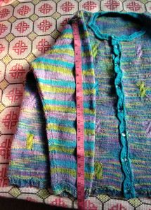 Hand Knitted Multi-Color PlusSize Women&#39;s Cardigan