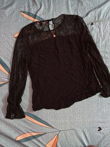 Black Sheer Long Sleeve Top