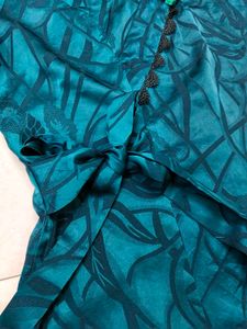 Teal Black-Lace Wrap Maxi Nighty