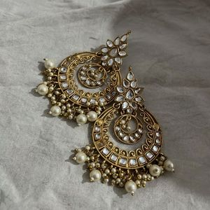 Elegant Kundan Pearl Drop Earrings