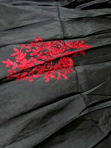 Black Skirt With Red Embroidery Ethnic And Modern