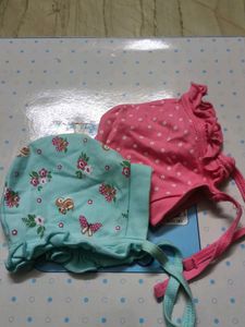 New Born Caps In Blue N Pink - Tie Style