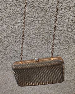 Sparkling Silver Clutch with Chain