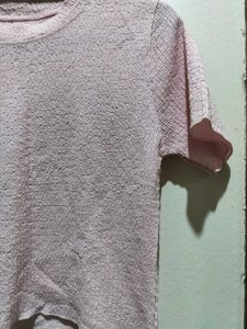 Cute Pink Textured T-Shirt
