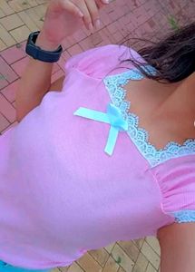 Baby Pink Lace coquette Top