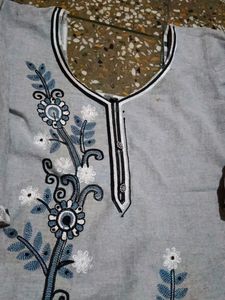 Gray Thread Work Full Suit Salwar, Duppatta