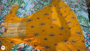 Yellow Printed Dress Material