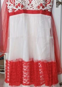 Beautiful Red White Anarkali Dress