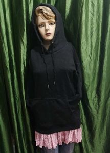 Black Hoodie Jumper Dress With Fur Inside