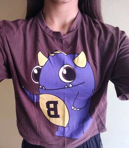 Browm Oversized Crop Top
