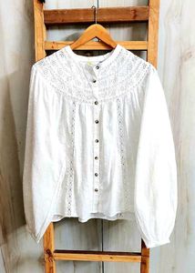 Embroided White Eyelet Cotton Blouse size-46-48