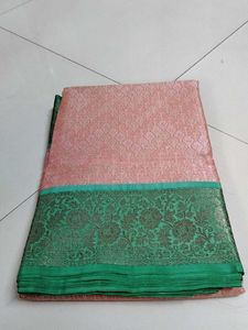 Elegant light orange &amp; Green Saree