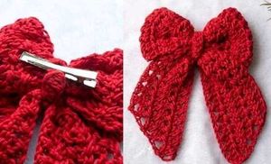 Red Crochet Bow Hairclip
