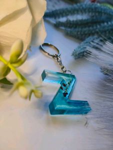 Resin Aqua 💙 Z Initial Keychain