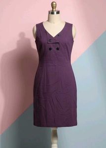 Purple Sleeveless Button Detail Dress