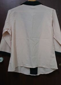 Chic Pink Blazer with Black Trim