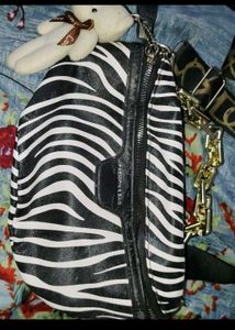 Zebra Print Chain Shoulder Bag