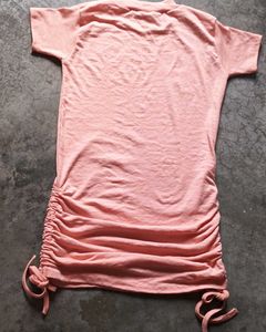Peach Ruched Bodycon Dress