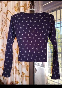 H&amp;M Lace Trimmed Long Sleeve Top/ Size-S