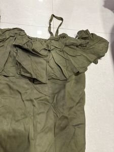 Olive Green Ruffle Top
