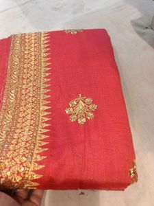 Elegant Peach &amp; Gold Sari