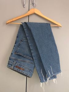 Distressed Hem Denim Jeans