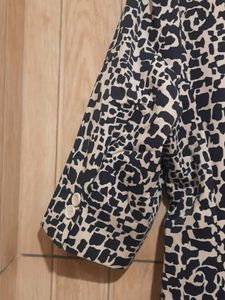 Patterned Cropped Sleeve Casual Blazer