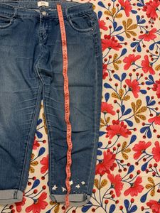 Embroidered Denim Capris