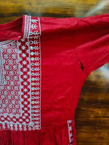 Maroon Embroidered Kurta