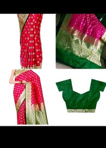 Beautiful Rani pink Banarasi saree