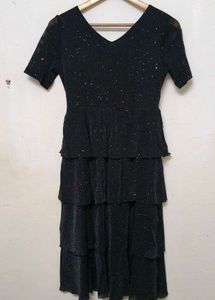 Trendy New Sparkly Tiered Black Dress