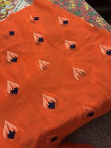 Orange Embroidered saree