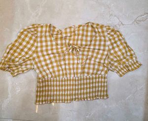 Cute Yellow Checkered Top
