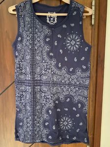 Navy Blue Sleeveless Top For Women