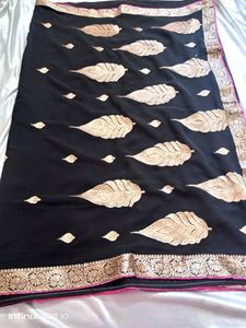 New Black Saree With Blouse